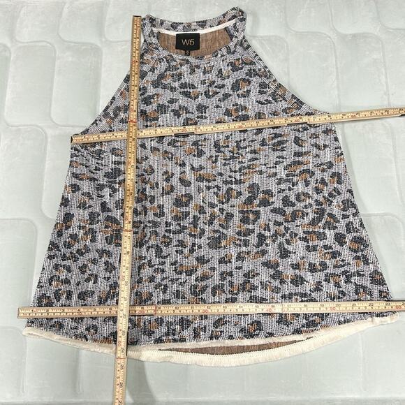 Anthropologie W5 Blue Leopard Print Halter Tank  Top Women’s Size Medium Fringe - Picture 6 of 12